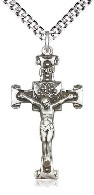 Sterling Silver Crucifix Medal Catholic Jewelry