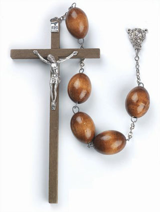 Brown Wood Bead Wall Rosary