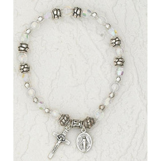 4-pack - April - Clear Italian Faux Birthstone Stretch Bracelet