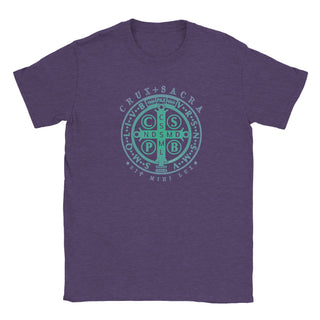 St. Benedict Medal Teal Gradient T-Shirt - view 11