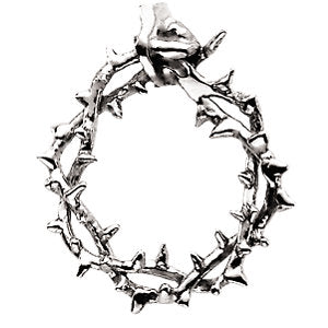 14K White 28.25x23.5 MM Crown of Thorns Pendant