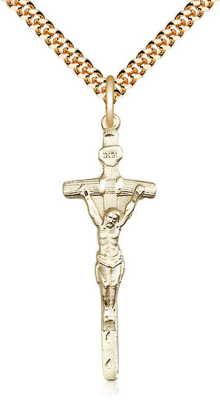 14kt Gold Filled Papal Crucifix Medal Catholic Jewelry