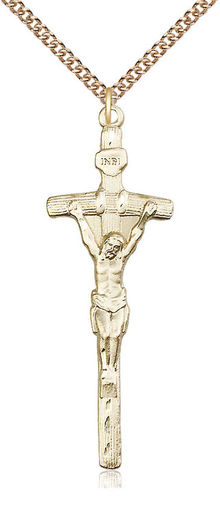 14kt Gold Filled Papal Crucifix Medal Catholic Jewelry