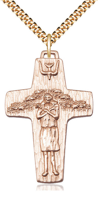 14kt Gold Filled Papal Crucifix Medal Catholic Jewelry