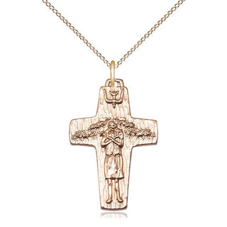 14kt Gold Filled Papal Crucifix Medal Religious Jewelry