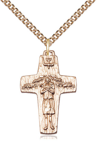 14kt Gold Papal Crucifix Medal