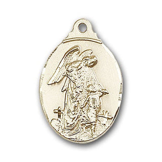 14K Gold Guardian Angel Pendant - Engravable