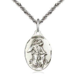 Sterling Silver Guardian Angel Medal Religious Jewelry