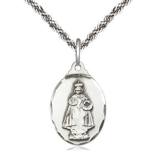 Sterling Silver Infant of Prague Medal Religious Jewelry