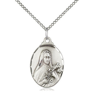 Sterling Silver Saint Theresa Medal Religious Jewelry