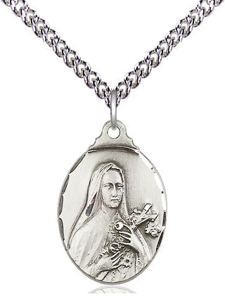 Sterling Silver Saint Theresa Medal Religious Jewelry