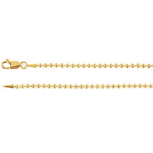 20-inch Bead Chain with Lobster Clasp - 14K Yellow Gold