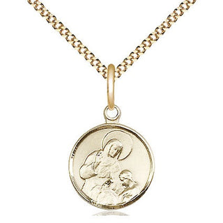 14kt Gold Filled Saint Ann Medal Religious and Catholic Jewelry Engraved Catholic Saint Jewelry