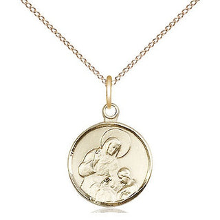 14kt Gold Filled Saint Ann Medal Religious and Catholic Jewelry Engraved Catholic Saint Jewelry