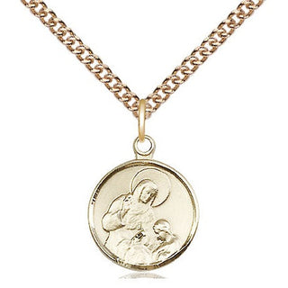 14kt Gold Filled Saint Ann Medal Religious and Catholic Jewelry Engraved Catholic Saint Jewelry