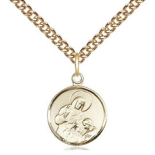 14kt Gold Filled Saint Ann Medal Religious and Catholic Jewelry Engraved Catholic Saint Jewelry
