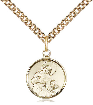 14kt Gold Saint Ann Medal Engraved Catholic Saint Jewelry