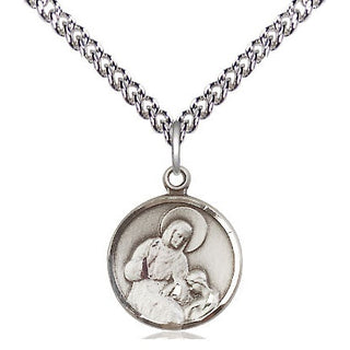 Sterling Silver Saint Ann Medal Religious and Catholic Jewelry Engraved Catholic Saint Jewelry