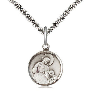 Sterling Silver Saint Ann Medal Religious and Catholic Jewelry Engraved Catholic Saint Jewelry