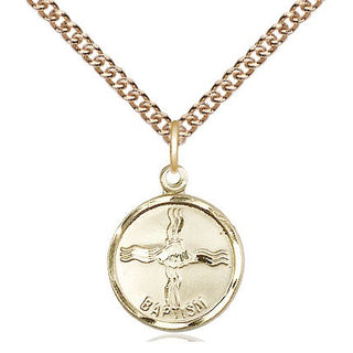 14kt Gold Baptism Medal Engraved Catholic Saint Jewelry
