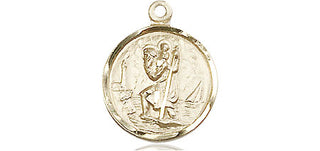 14kt Gold Saint Christopher Medal Engraved Catholic Saint Jewelry