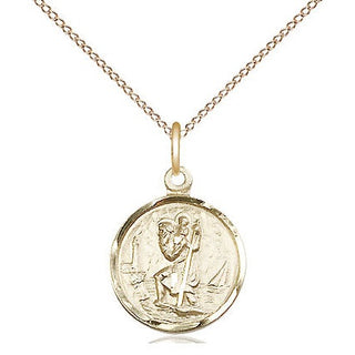 14kt Gold Saint Christopher Medal Engraved Catholic Saint Jewelry