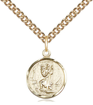 14kt Gold Saint Christopher Medal Engraved Catholic Saint Jewelry