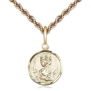 14kt Gold Saint Christopher Medal Engraved Catholic Saint Jewelry