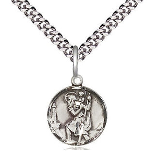 Pewter Saint Christopher Medal Religious and Catholic Jewelry Engraved Catholic Saint Jewelry