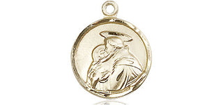14kt Gold Filled Saint Anthony Medal Engraved Catholic Saint Jewelry