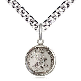 Pewter Guardian Angel Medal Religious and Catholic Jewelry Engraved Catholic Saint Jewelry