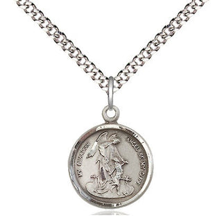 Pewter Guardian Angel Medal Religious and Catholic Jewelry Engraved Catholic Saint Jewelry