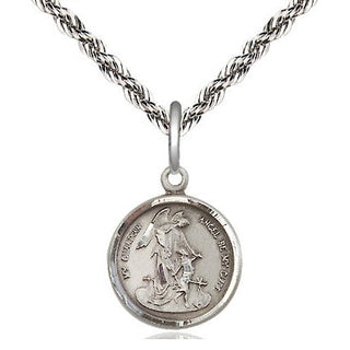 Sterling Silver Guardian Angel Medal Religious and Catholic Jewelry Engraved Catholic Saint Jewelry