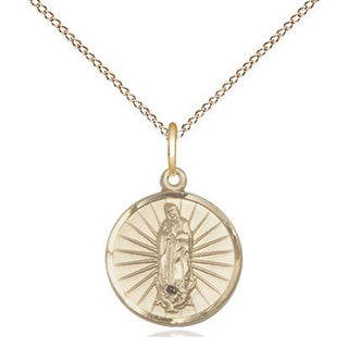 14kt Gold Filled Our Lady of Guadalupe Medal Religious and Catholic Jewelry Engraved Catholic Saint Jewelry