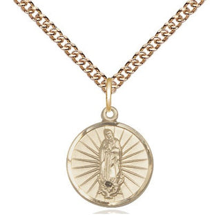 14kt Gold Filled Our Lady of Guadalupe Medal Religious and Catholic Jewelry Engraved Catholic Saint Jewelry