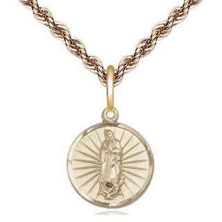 14kt Gold Filled Our Lady of Guadalupe Medal Religious and Catholic Jewelry Engraved Catholic Saint Jewelry