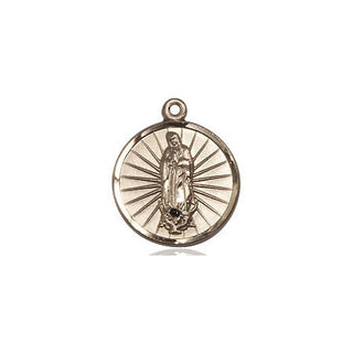 14kt Gold Our Lady of Guadalupe Medal Engraved Catholic Saint Jewelry