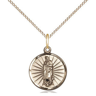 14kt Gold Our Lady of Guadalupe Medal Engraved Catholic Saint Jewelry