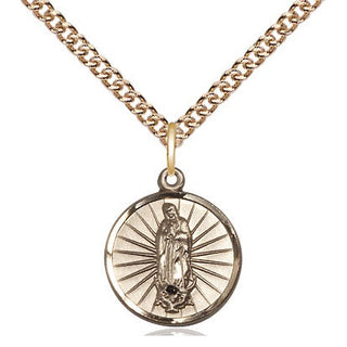 14kt Gold Our Lady of Guadalupe Medal Engraved Catholic Saint Jewelry