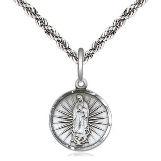 Sterling Silver Our Lady of Guadalupe Medal Religious and Catholic Jewelry Engraved Catholic Saint Jewelry