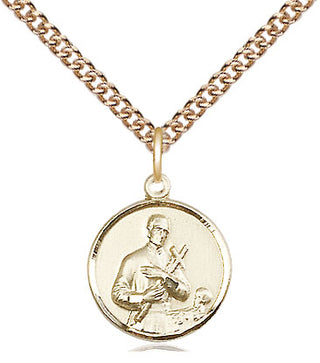14kt Gold Saint Gerard Medal Engraved Catholic Saint Jewelry