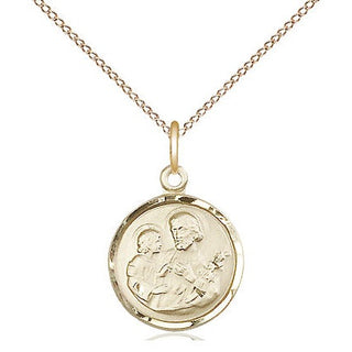 14kt Gold Saint Joseph Medal Engraved Catholic Saint Jewelry