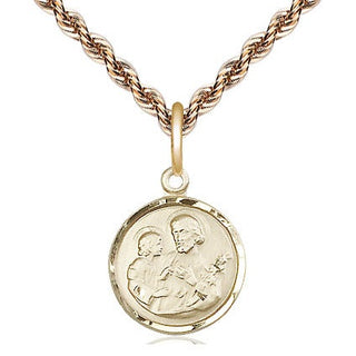 14kt Gold Saint Joseph Medal Engraved Catholic Saint Jewelry