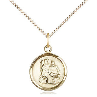 14kt Gold Filled Saint Raphael Medal Religious and Catholic Jewelry Engraved Catholic Saint Jewelry