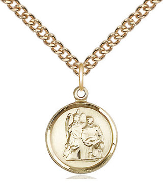 14kt Gold Filled Saint Raphael Medal Religious and Catholic Jewelry Engraved Catholic Saint Jewelry