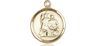 14kt Gold Saint Raphael Medal Engraved Catholic Saint Jewelry