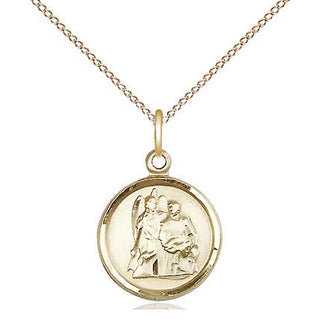 14kt Gold Saint Raphael Medal Engraved Catholic Saint Jewelry