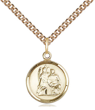 14kt Gold Saint Raphael Medal Engraved Catholic Saint Jewelry