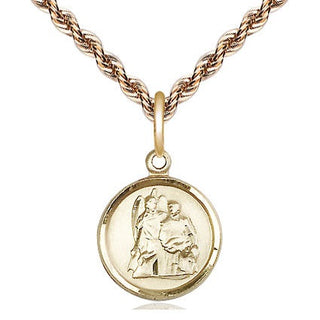 14kt Gold Saint Raphael Medal Engraved Catholic Saint Jewelry
