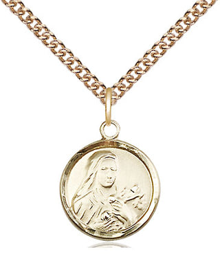 14kt Gold Filled Saint Theresa Medal Religious and Catholic Jewelry Engraved Catholic Saint Jewelry